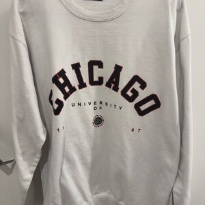 University of Chicago BoohooMAN White Crewneck Sweatshirt